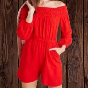 NWT Anthropologie Red Romper